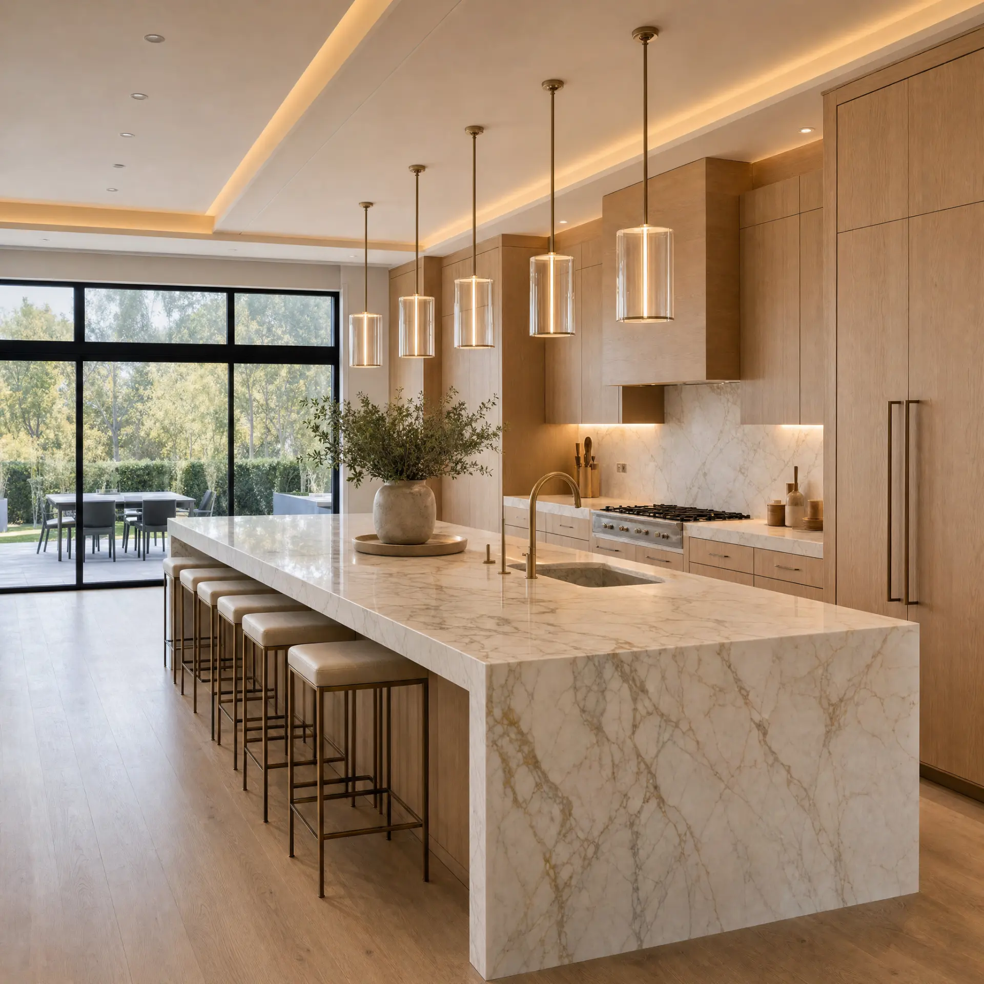Custom kitchen remodel with a marble island by Emerson Kitchen and Bath